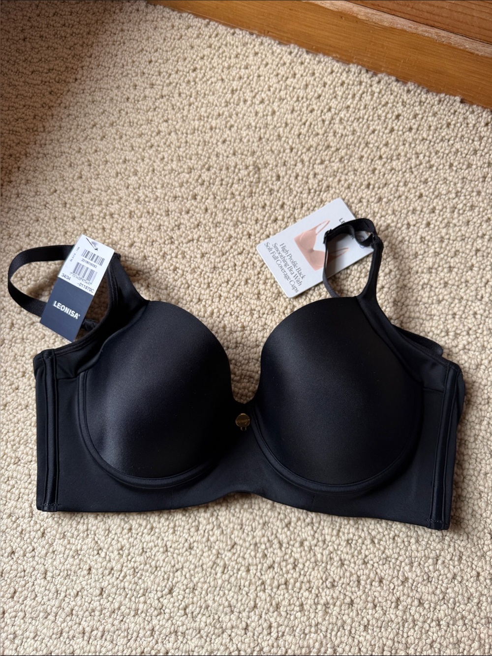 Black Leonisa High Profile Back Smoothing Bra 34C NEW